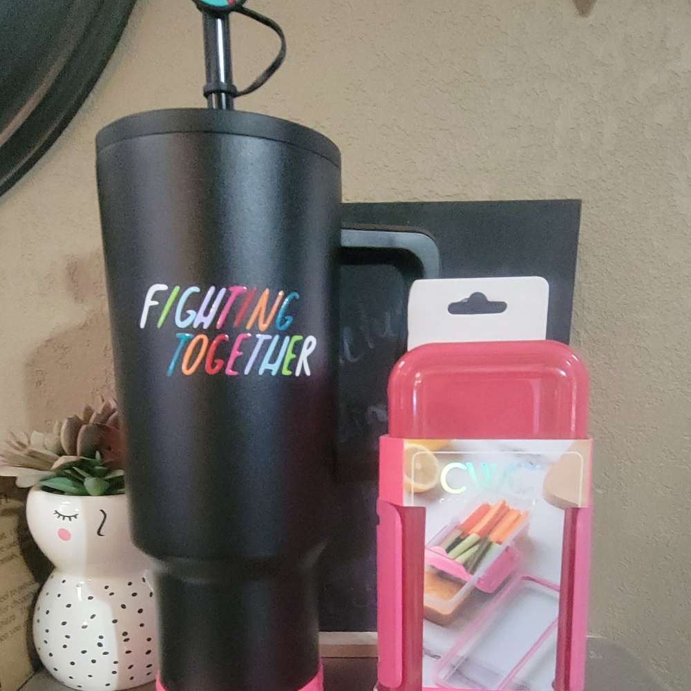 Black Tumbler with Colorful Text